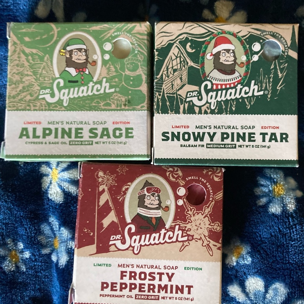 Dr.Squatch HolidaySetAlpine Sage,Snowy PineTar&Frosty Peppermint.LIMITED EDITION